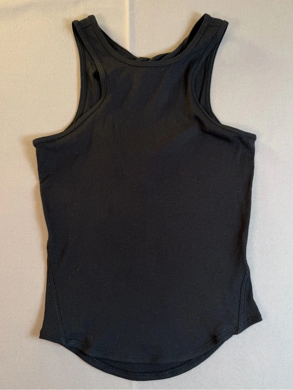 Lululemon sz0 Women's Black Ribbed Twist-Back Racerback Tank Top style#LW1DZES